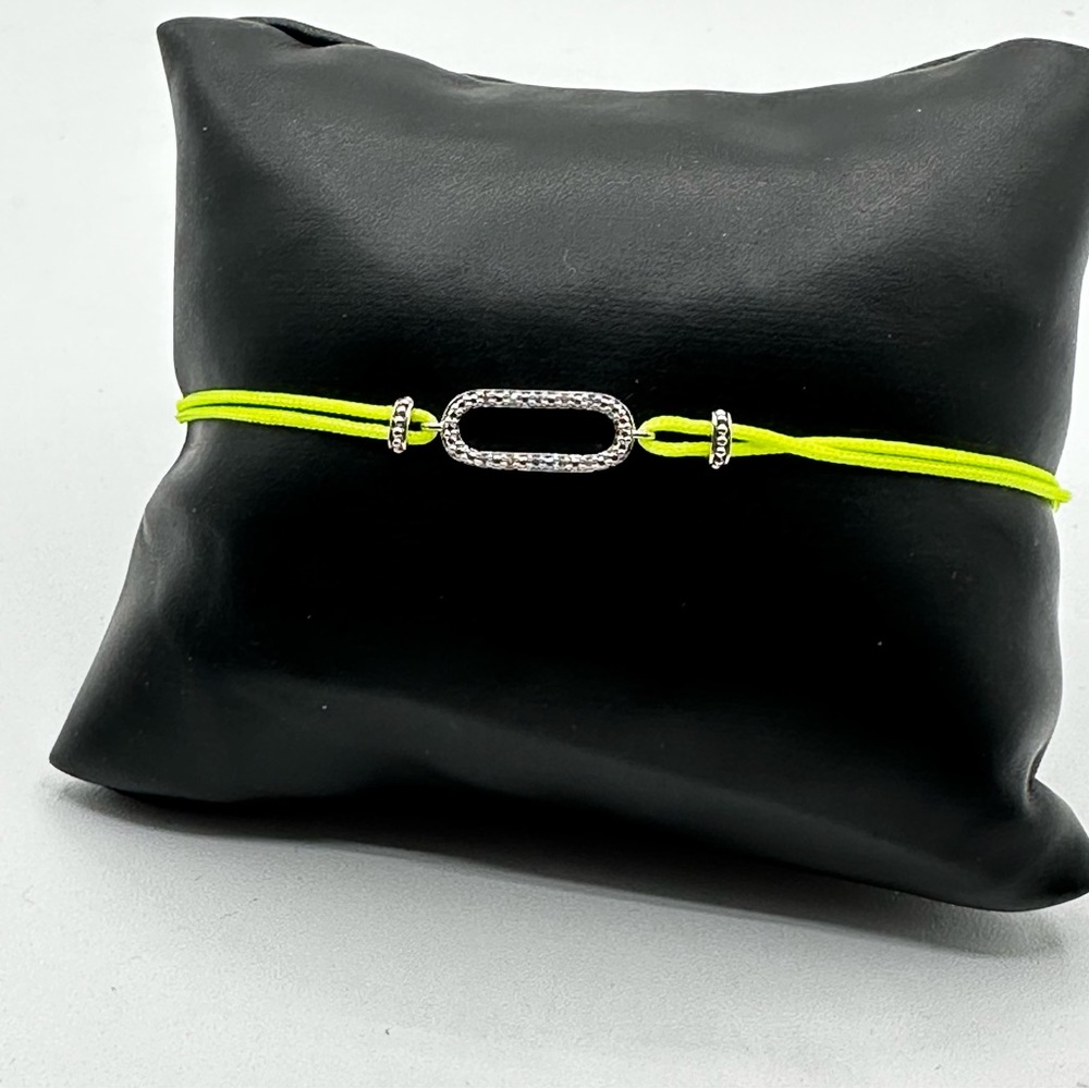 Diamond and sterling silver cord bracelet in bright yellow friendship - Picture 2 of 11
